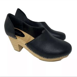 Free People Monroe Womens Side Cutout Clog Heels Size 7.5 (38) Black